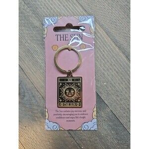 The Sun Tarot Keyring , Keychain, Tarot Card, Rider-Waite, Gold-Tone, Keychain